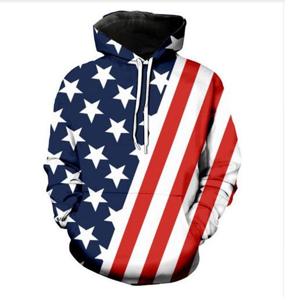 

new fashion sweatshirt men / women 3d hoodies print american flag harajuku style stylish hooded hoodies usa037, Black