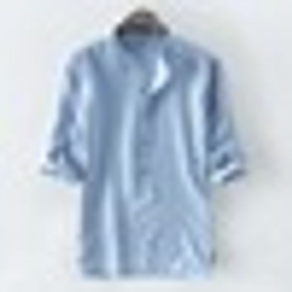 

fashion striped mens shirt 2019 half sleeve stand collar button cotton vintage camisa masculina men casual brand shirt plus size, White;black