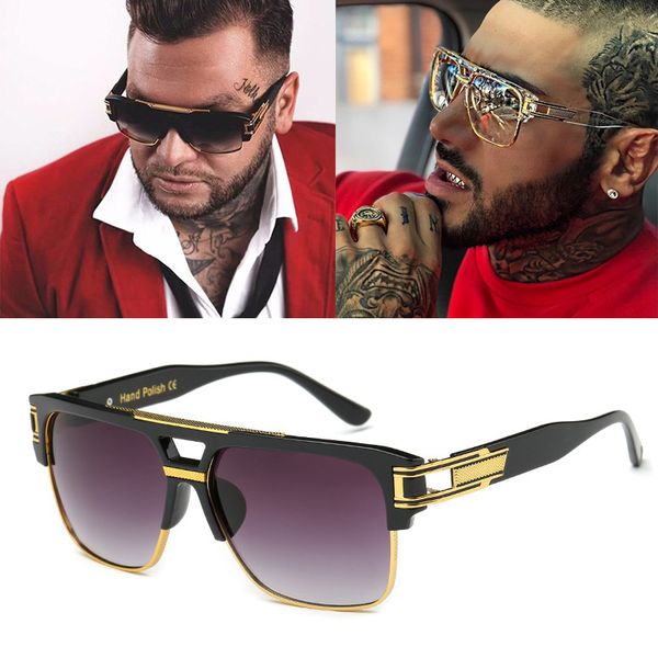 

2020 dpz brand designer large frame men sunglasses vintage steampunk women sun glasses grandmaster, White;black