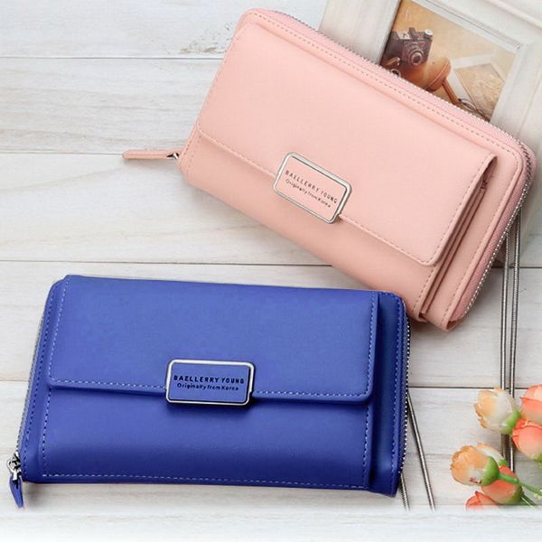 

women pu leather wallet stylish crossbody bag cards holder long purse zipper -opk