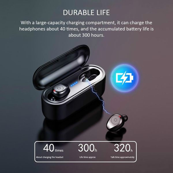 

2019 f9 tw wirele earphone bluetooth v5 0 f9 tw wirele bluetooth headphone with 2000mah power bank head et with microphone dhl