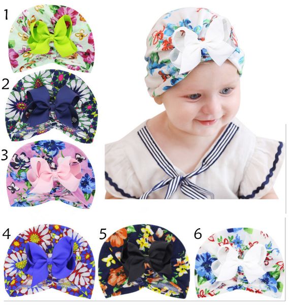 

baby infant kids india hats beanie floral print bunny ear caps ears cover hat europe style turban knot head wraps, Yellow