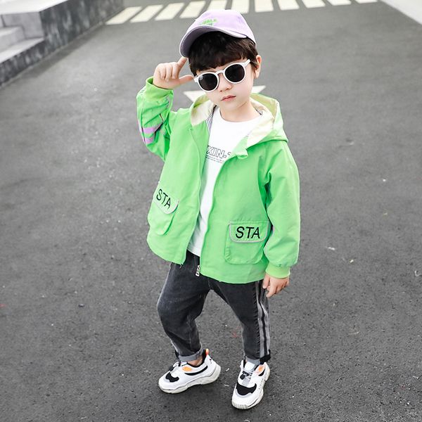 Small Childrens Loose Short Jackets Fashion Hooded Bubble Letter