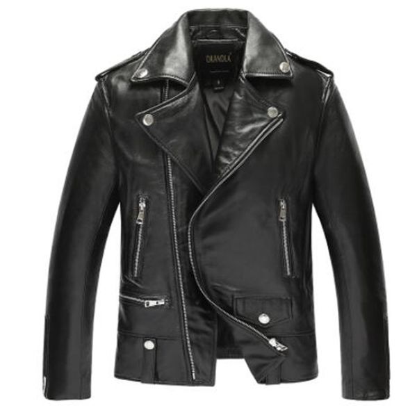 

fashion man classic sheepskin jackets,men's slim genuine leather jacket,casual clothing.moto biker coat,sales, Black