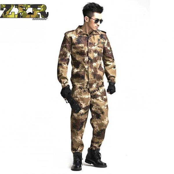 

zuoxiangru us army camouflage clothes set men tactical soldiers combat jacket suit multicam camo uniform clothing, Black;brown
