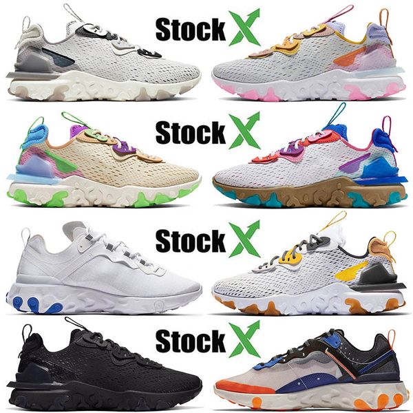 

designers trainers react vision running shoes brand react element 55 87 mens womens honeycomb lemon venom olive pastel hues saffron, White;red