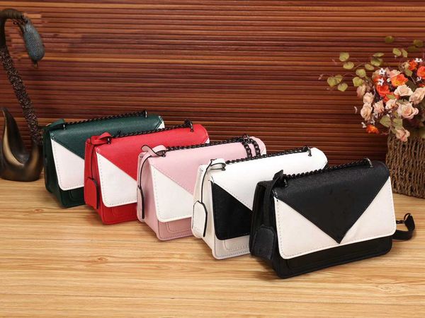 

designer luxury handbag 2020 fashion two-color stitching chain shoulder messenger bag