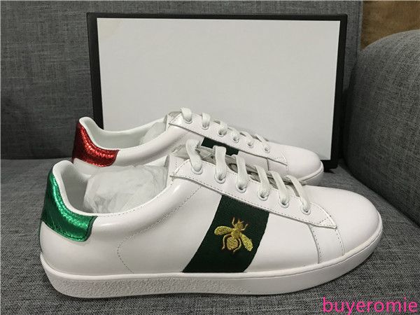 

discount lady fashion men women casual shoes italy designer sneakers shoes leather green red bee embroidered black tiger 35-46