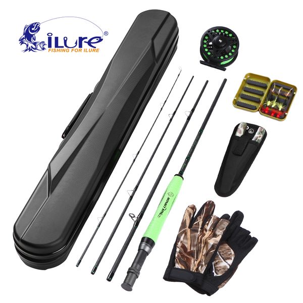 

ilure lightweight portable fishing rod and reel combo carbon fiber rod pole fishing tackle pliers flies lure