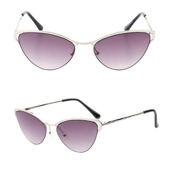 

1825 women fashion pc lens half metal cat eye sunglasses