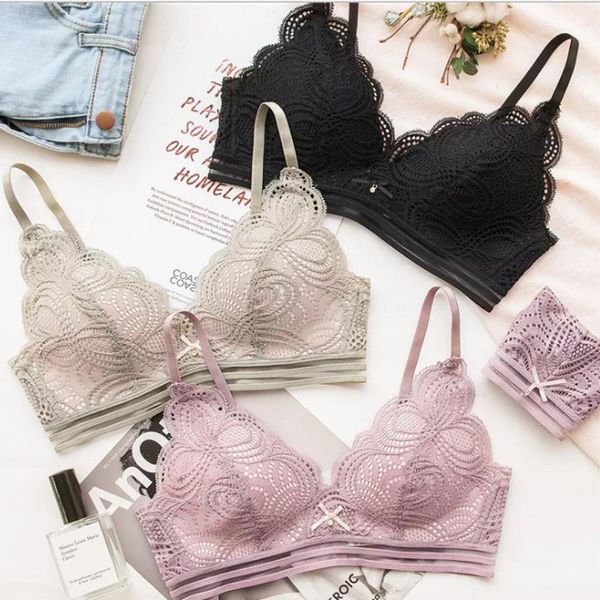 

bra for women push up lingerie women's underwear female casual bras lace bralette ladies soft wire deep v brassiere, Red;black