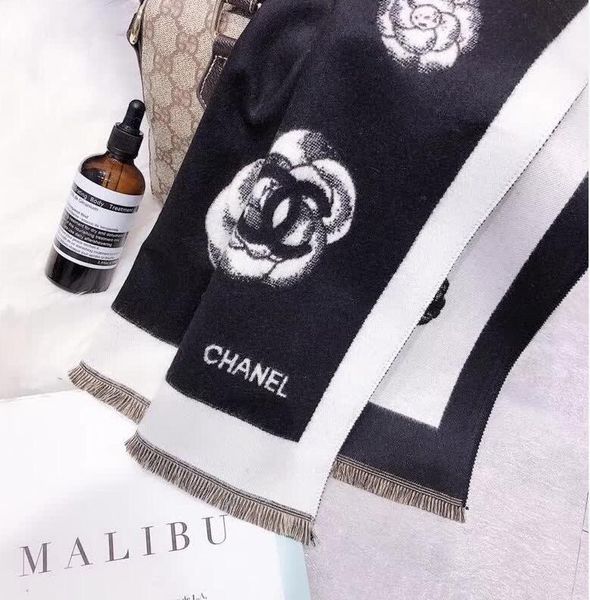 

2019 women's clothing brand scarf camellia pattern designer scarf cashmere scarf size 180x70 cm quality, Blue;gray