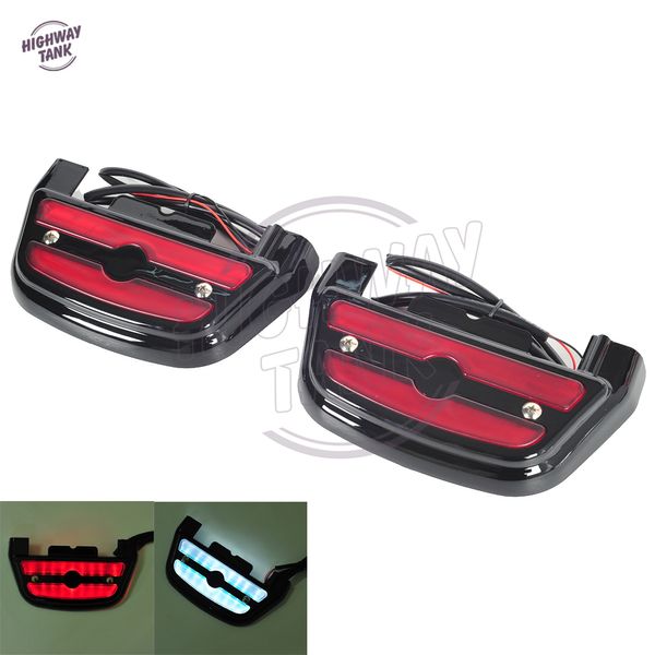 

black led motorcycle rear passenger footboard lights case for touring trike softail 1984-2018