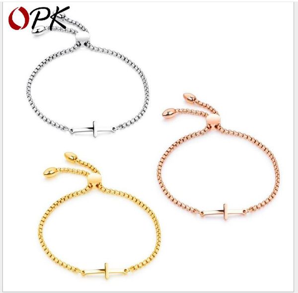 

student accessories cross bracelet women's jewelry telescopic adjustable length, Golden;silver