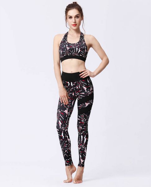 

20s women designer yoga suit fitness clothing fashion style printed summer sport yoga bra suits slim breathable pants + lr200503