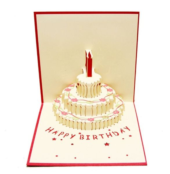 

1pcs Birthday Gift Cake Card Pop Up 3D Greeting Cards With Envelope Postcard Invitation Handcrafted Origami Anniversary