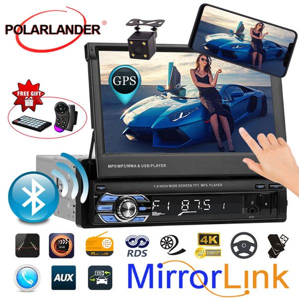 

stereo fm usb tf video bluetooth 7 inch 12 multi-language touch screen car radio player mirror link gps 1 din mp5