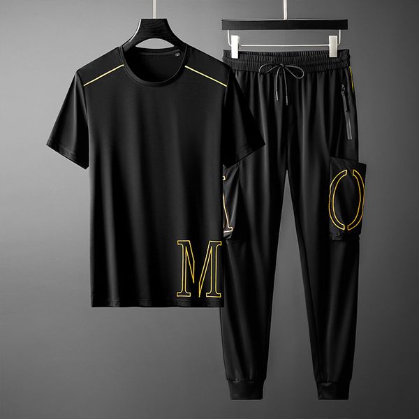 

2020 new fashion summer mens set tshirt tracksuit casual sportwear suit letter print tshirt + pant set sweatsuit tracksuits plus size -4xl, Gray