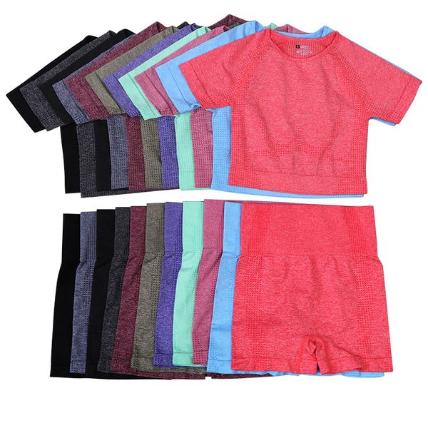 

2 piece set women gym set workout clothes for women seamless yoga sportswear suits sport shirt fitness shorts gym clothing, White;red