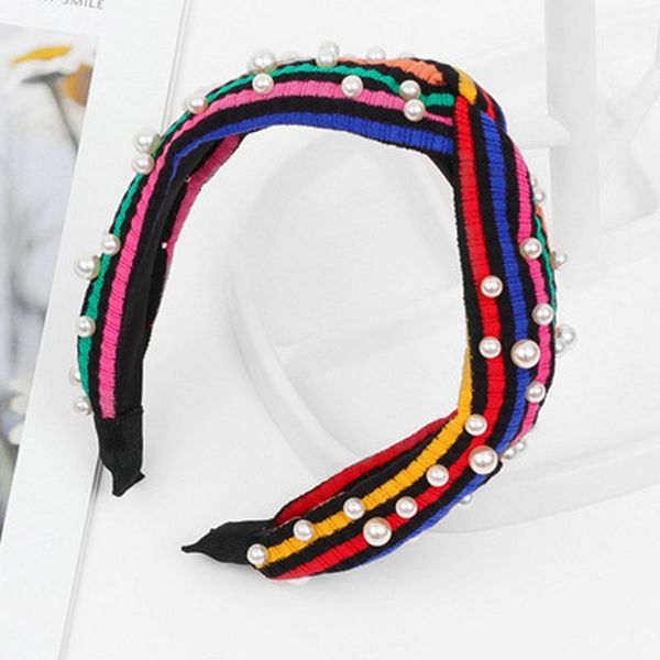 

радуга хита цвет полосатого оголовье hairband китти диапазон волосы pearl полосатых головки bands стиль настройка волосы 2019 vkghr, Black;brown
