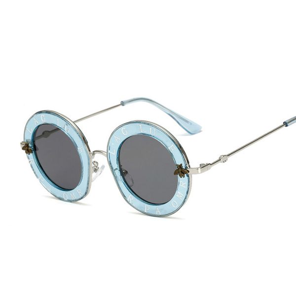 

retro round sunglasses english letters little men women brand glasses designer fashion male female eyewear, White;black