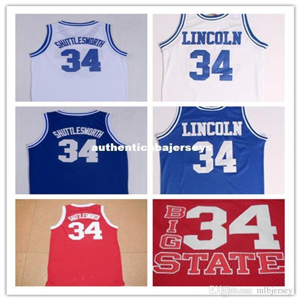 

#34 jesus shuttlesworth jerseys lincoln he got game movie jersey,men's red movie basketball jersey retro throwbacks embroid, Black;blue