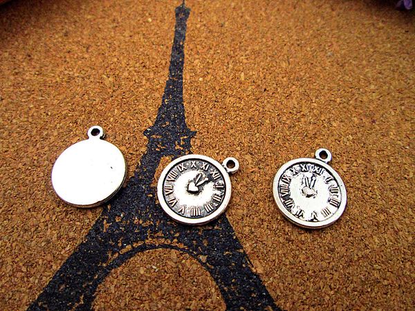 

90pcs clock charms silver tone mini clock charms pendants 14x17mm, Bronze;silver