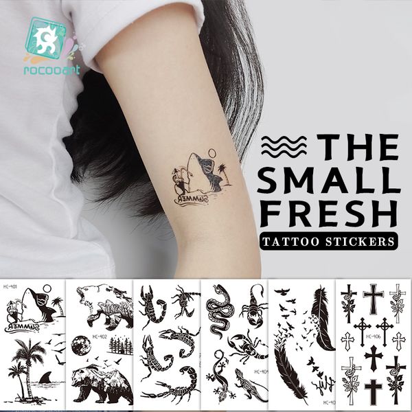 

rocooart bear black tattoos temporary finger neck fake tattoo sticker planet round tatoos body art arm small outspace arrow taty