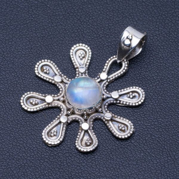 

природные радуга moonstone punk стиль 925 серебряный кулон 1 1/2" q0119, Silver