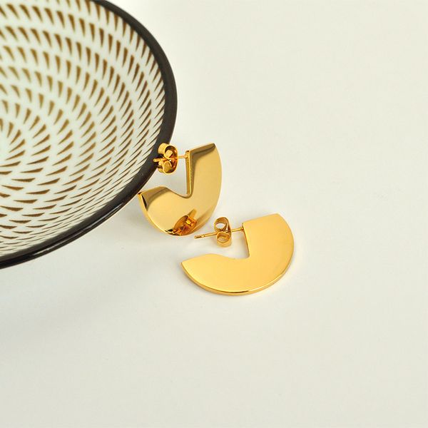 

punk fashion minimalist fan shape hoop earrings for women geometrical gold sliver color metal earring birthday jewelry, Golden;silver