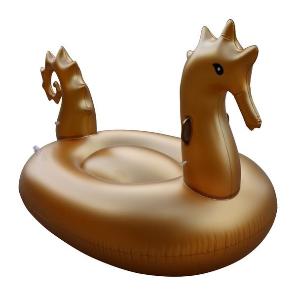 

inflatable float golden seahorse ride-on inflatable raft pvc beach air mattress party toy swimming pool accessories
