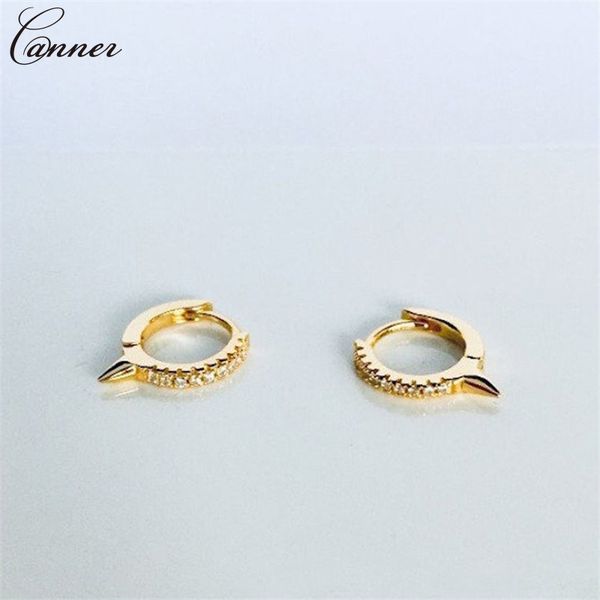 

canner punk small hoop earrings for women cz crystal zircon circle earrings gold color huggie earings 925 silver 2019 jewelry q4, Golden;silver