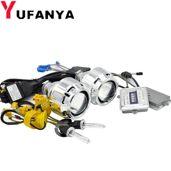 

2.5 inch mini bi xenon projector lens mask shrouds with 55w fast xenon kit for h1 h4 h7 car motorcycle retrofit assembly kit