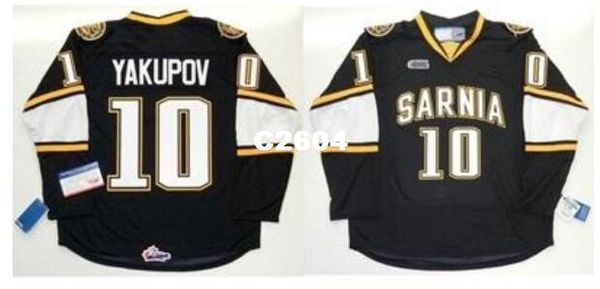 

real men real full embroidery ohl sarnia sting jersey 94 alex galchenyuk 10 nail yakupov hockey jersey or custom any name or number jersey, Black;red