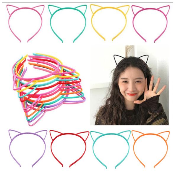 

kids big girl fashion cute cat ear headband girl cheerleader head stick hair accessories for party supplies, Slivery;white