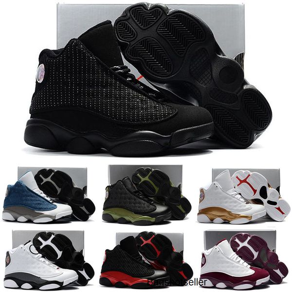 

13s black cats toddler sneakers bred flint kids basketball shoes infant 13 big boy & girl children trainers size 28-35