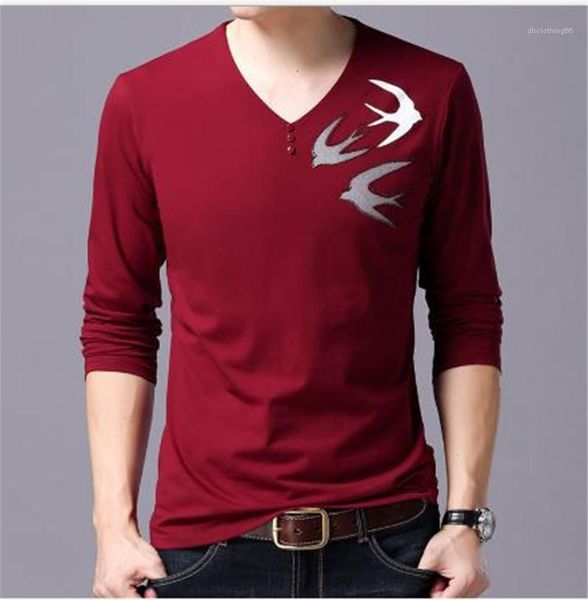 

designer t shirts v neck long sleeves male clothing casual fashion mens shirts flora print mens, White;black