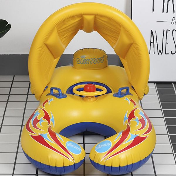 

inflatable thicken swim float seat boat baby safety swimming ring with sunshade