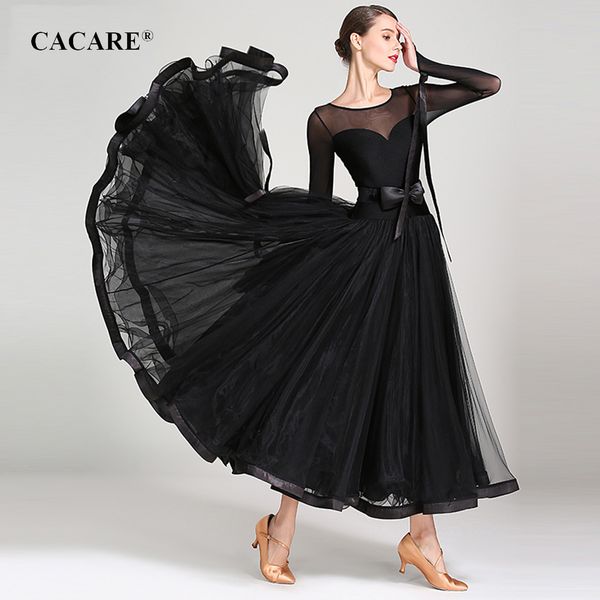 

ballroom dance competition dresses standard dance dresses ballroom dress waltz 6 choices d0651 long mesh sleeve bow belt, Black;red