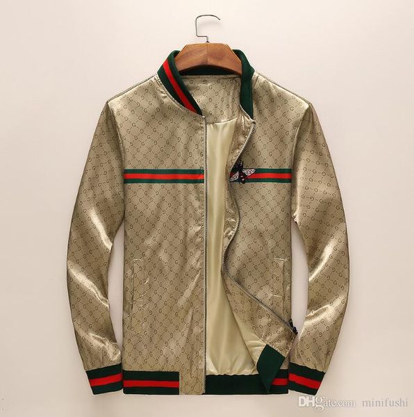 

factory outlet brand cucci jackets long sleeve cotton blend size m-3xl one coler mens jackets zipper pocket animal flower letter, Black;brown