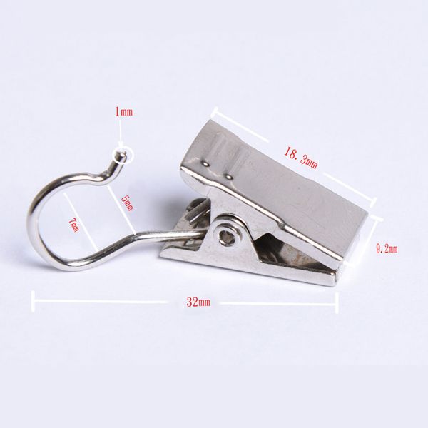 

20pc/lot stainless steel window shower curtain hook clips drapery clips curtain rings clamps curtain decorative accessories 39