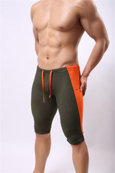 

brave person mens multifunctional sport shorts mesh net breathable gym short cycling running tights bodybuilding middle shorts, White;red