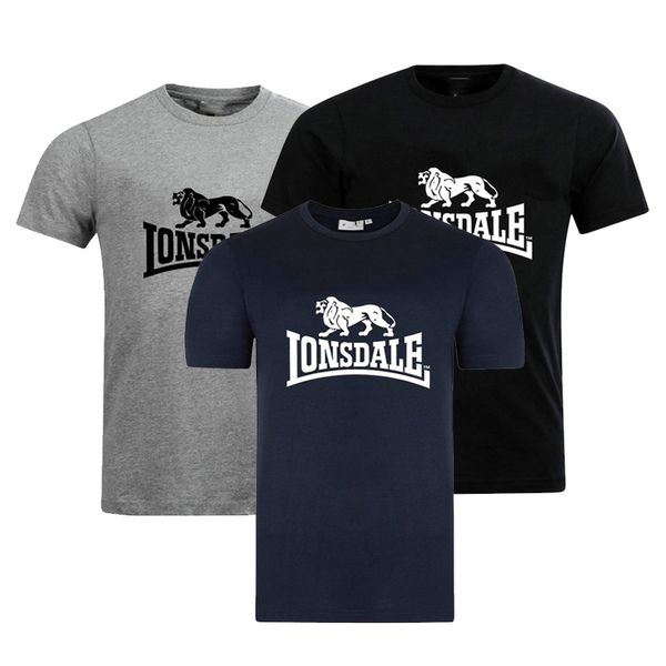 

2020 new fashion lonsdale lion printed cotton casual t shirt short sleeve popular men tee s-3xl, White;black