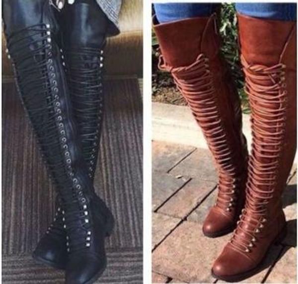 

womens designer boots beauty cross strap over-the-knee boots knight boots simple casual platform shoes 2020 new selling style, Black