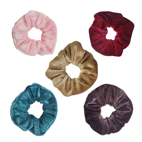 

5 pcs velvet elastic hair bands scrunchy for women or girls hair accessories wholesale air band elastics accessories girl charm, Brown