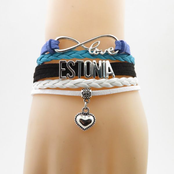 

инфинити лав эстония браслет сердце шарм браслет любовь эстония флаг страны браслеты браслеты для женщин и мужчин ювелирные изделия, Golden;silver