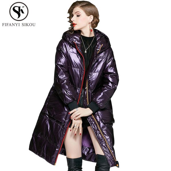 

down jacket womens parka fashion print winter coat women hooded duck down coats thick warm parkas woman outwear, Black
