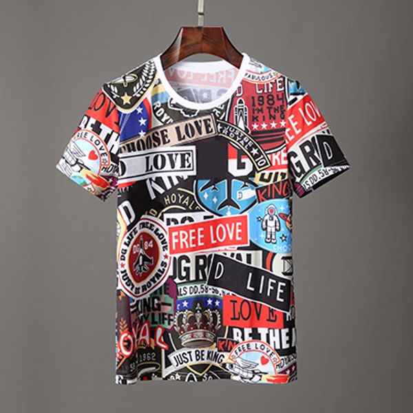 

designer brand mens t-shirts fashion summer flower tie-dyed scrawl kings 1984 crown letter casual short sleeve t shirt tee tshirt, White;black