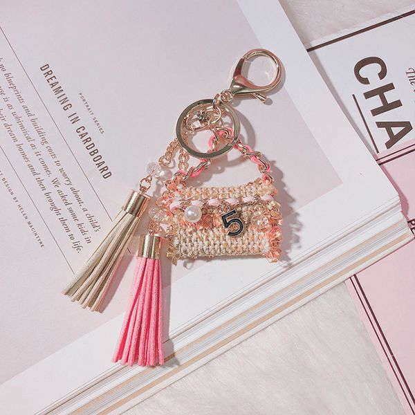 

creative handmade diy keychain japanese and korean elements bag pendant accessories gift mink tassel keychain, Silver
