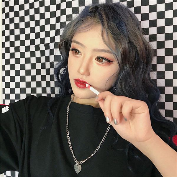 

корея харадзюку ретро личность кулон в виде сердца длинная цепь ожерелье женщины симпатичные панк стиль ожерелье ожерелье ожерелье, Silver